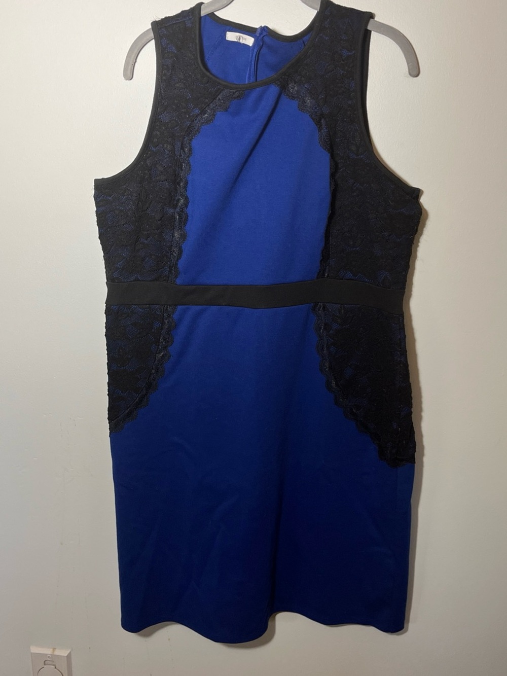 Maurices Royal Blue Midi Dress with Black Lace Trim